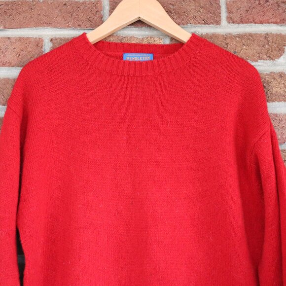 Pendleton Red Wool Sweater *100% Shetland Pure Virgin Wool * Mens Medium Vintage - Picture 11 of 16